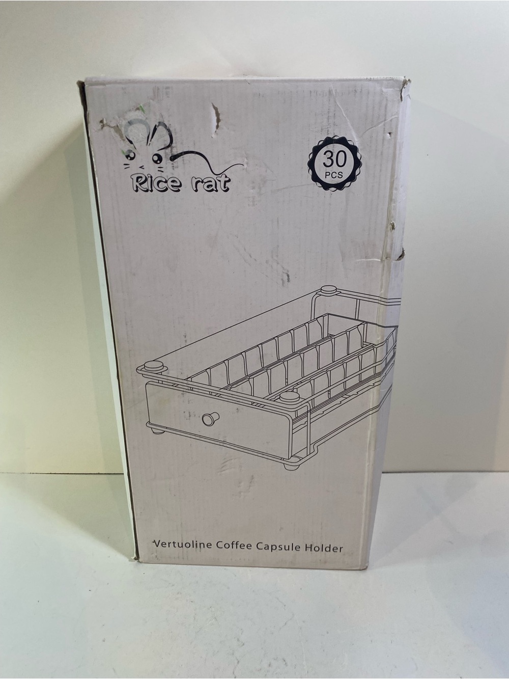 NIB Rice Rat Vertuo Capsule Holder Drawer Nespresso Glass Cabinet 30 Pod Storage
